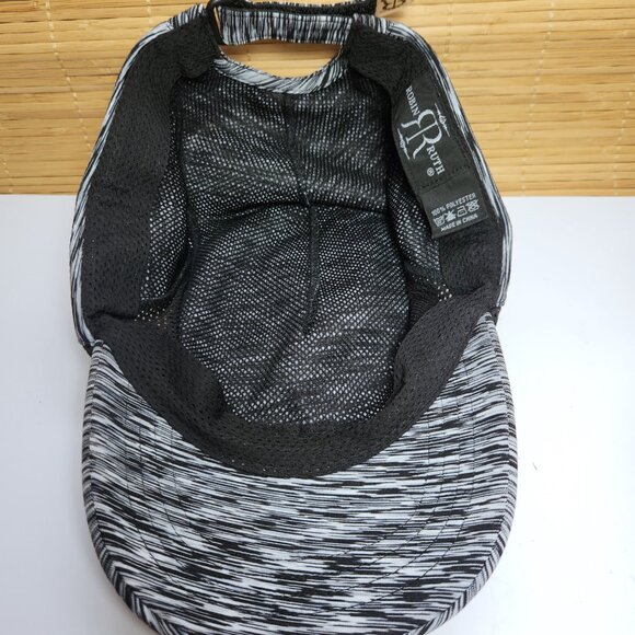 Robin Ruth Hawaii Aloha Hat Adjustable Black and White with Mesh Detail Around - Picture 6 of 7